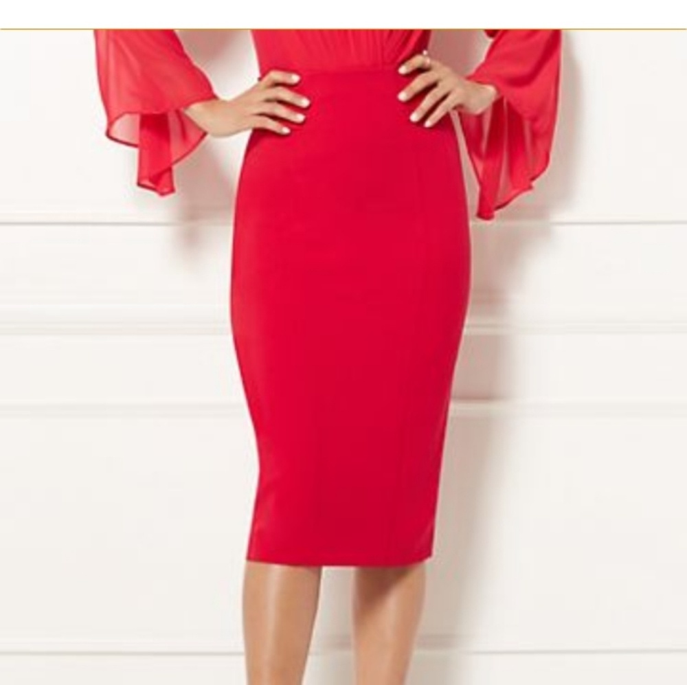 Red pencil skirt